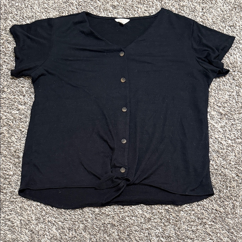 Weatherproof Black Button-Down Women's Shirt